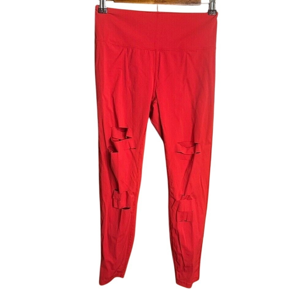Zyia Active Cutout Leggings High Waist Athletic Red Athleisure Size‎ 4